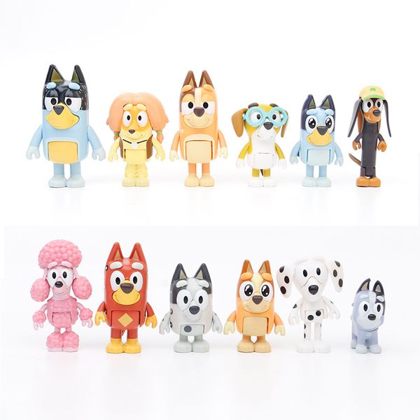 Figurines d'action en PVC Brouilly Super mignonnes, 12 Styles de chiots avec articulations mobiles, figurines de voiture, jouets pour chiens