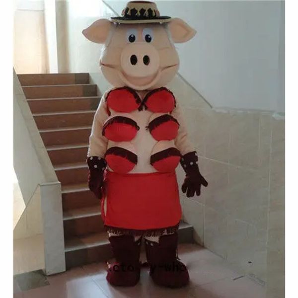 Super mignon Halloween Happy Pig Mascot Costume Fancy Dishor Carnival Cartoon Imom Dishom Dishy pour hommes Festival Robe Festival