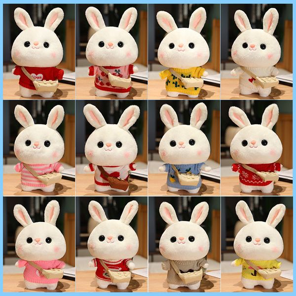 Super mignon lapin année mascotte poupée lapin blanc poupée peluche lapin poupée nouvel an cadeau filles mignon