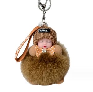 Porte-clés Super mignon pour bébé endormi, poupée en peluche douce et moelleuse, pendentif pour sacs pour femmes et filles, porte-clés de décoration charmante, cadeau