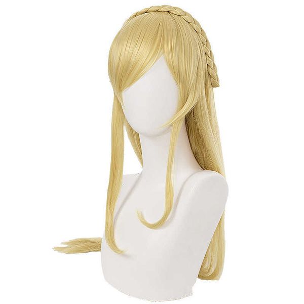 Super Danganronpa 2: Sayonara Zetsubou Gakuen Sonia Nevermind Cosplay Perruque Blonde Tresse Style Cheveux Longs Raides s + Cap Y0913