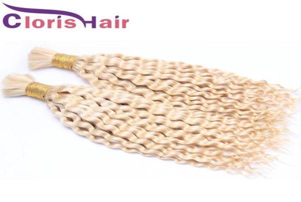 Superoferta Extensiones de cabello trenzado rizado Rubio 613, cabello humano brasileño de onda profunda a granel, barato, para trenzas, sin fijación, 2265190