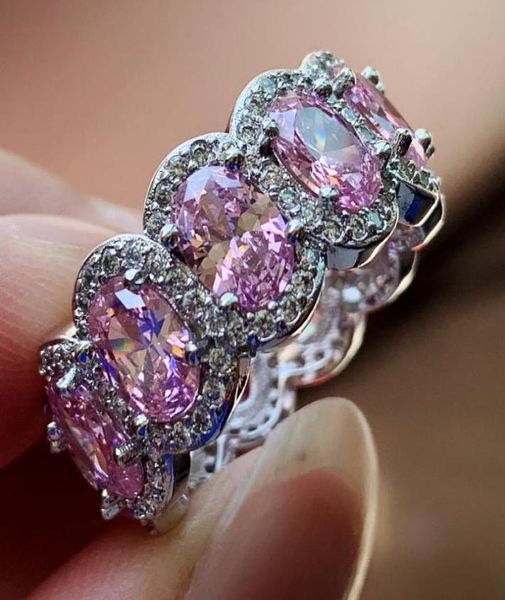 Super Deal Top vend des amoureux superbes bijoux 925 argent sterling ovale coupé rose topaze cz diamant éternité ring ring fpr w9168000
