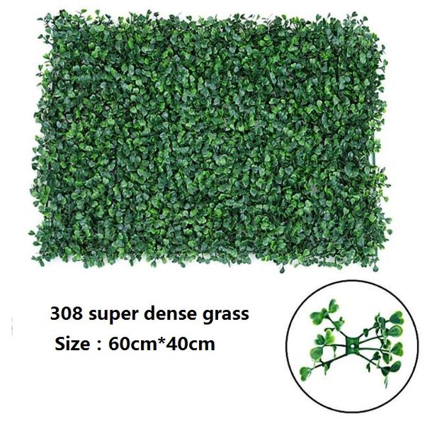 Mur d'herbe 308 super dense 40 cm * 60 cm mur de fleurs artificielles tapis d'herbe en plastique vert fond de mariage décorations de marché de plomb de route