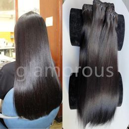 Extensiones de cabello liso de hueso superdoble, 3 mechones, cutícula cruda virgen brasileña alineada, cabello humano 100 Weave1457176