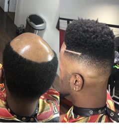 Base de peau Super Durable 6MM Afro Curl hommes toupet de cheveux pour l'amérique africaine noir hommes 100 cheveux humains toupet bouclés Wigs2176619