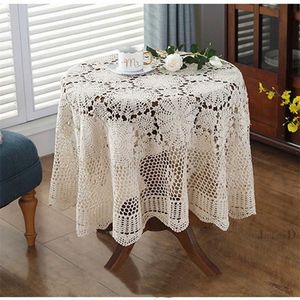 Super élégante table couvre nordique pastorale dentelle tissu crochet carré chiffons serviettes de table noël tissu vente 211103