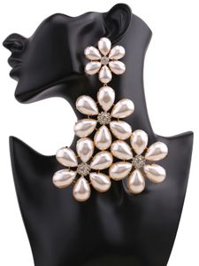 Super exagération grande perle Dangle boucles d'oreilles pour femmes de luxe cristal déclaration boucle d'oreille à la mode bijoux de mariage en gros 240301