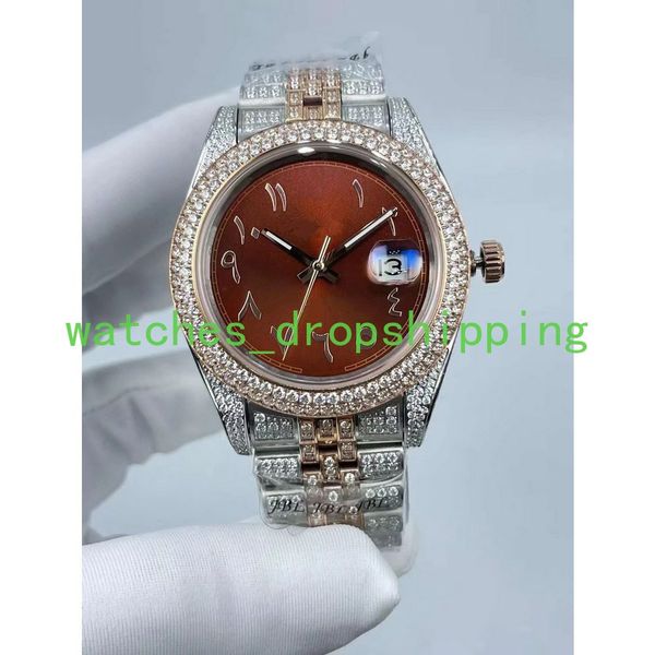 Super Factory Mens 36/41mm Diamond Bezel Watch Montre Mécanique Automatique Arabe Time Scale Montres Montre De Luxe Montres-Bracelets En Acier Inoxydable