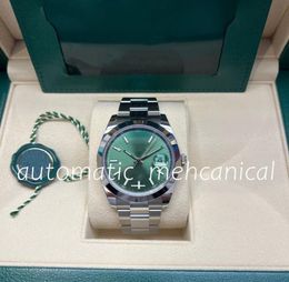 Super Factory Mens Watch 41mm DateJust Green Dial Ref126300 18k White Gold Man Mouvement automatique Smooth Smozel High Quality SAPPI7268491