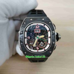 SUPER Factory Reloj para hombre Relojes para hombre 42 mm x 50 mm RM62-01 Tourbillon Alarma vibratoria Fibra de carbono Relojes NTPT Relojes de pulsera mecánicos automáticos para hombre