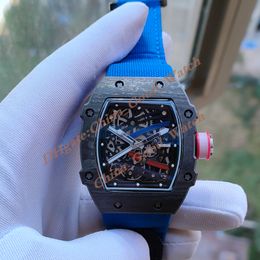 Super Factory Watches of Mens Carbon Fiber Case RM67 02 FQ Automatische beweging Transparant Back Classic Original Clasp Men Watch polshorloges