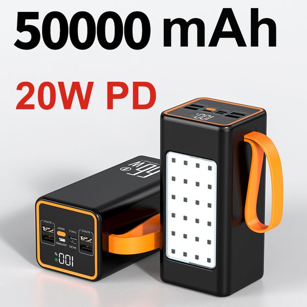 Banco de energía de carga súper rápida, teléfono portátil, 66w, PowerBank, iluminación LED, luz de Camping, 30000--90000 mAh