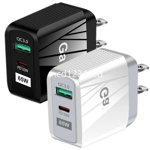 Chargeur rapide ultra rapide 65W PD QC3.0 EU US UK Adaptateurs d'alimentation pour Iphone Huawei Samsung Tablet PC Prises de chargeur mural avec boîte de vente au détail M1