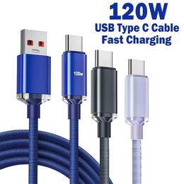 Type de charge rapide rapide Type C Câble USB 120W 6A Câbles USB C pour Samsung S10 S23 S22 S24 UTRAL Note 10 HTC LG Xiaomi Android Téléphone 15