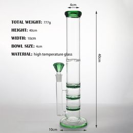 Super Glass Bong Hookah Water Pijpen Honingraat en cycloonblad Drie laag filtratie Bongs DAB Rig recycler Rookpijp 15,7 "inch 18,8 mm komverbinding