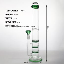 Super verre Bong narguilé conduites d'eau nid d'abeille et feuille de cyclone trois couches de filtration Bongs Dab Rig Recycler pipe à fumer 15,7 "pouces 18,8 mm joint de bol