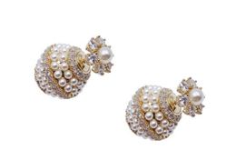 Super glinsterende ins modeontwerper dubbelzijdig mooie schattige bloemkristallen diamanten parel oorbellen voor vrouw meisjes w5kxn z5nki