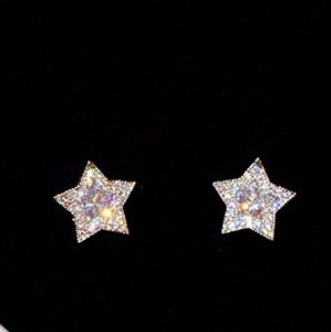 Super glinsterende nieuwe hot ins modeontwerper luxe eenvoudige diamanten zirkoon schattige ster oorknopjes voor damesmeisjes