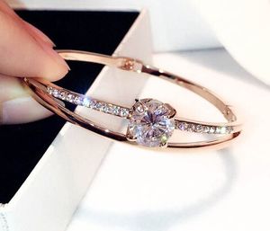 Super scintillant brillant nouvelle mode Ins Designer mignon exquis diamant Zircon bracelet pour femme filles 18 cm or Rose
