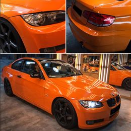 Película de vinilo naranja súper brillante, lámina brillante para envolver el coche con liberación de aire, pegatina brillante para coche, pegatina para envolver, tamaño 1, 52x20 metros, Roll188d