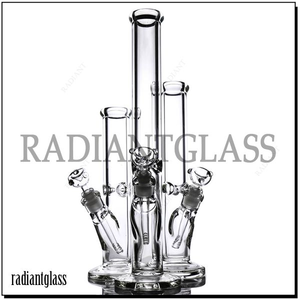 narguilés tube droit bong 9 mm d'épaisseur tuyau d'eau en verre bongs trois tailles de hauteur 12/14/18 pouces 18,8 mm bong commun avec accessoires de bol de 14 mm