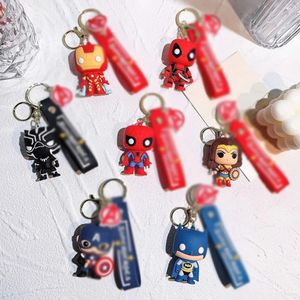 Super Hero sleutelhanger stripfiguur kapitein pop sleutelhanger mode tas sieraden paar auto sleutelhanger groothandel 2024