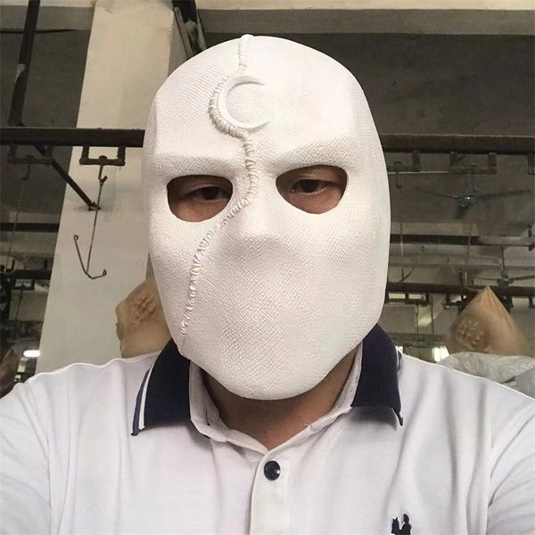 Superhéroe Moon Knight Cosplay disfraz látex máscaras casco mascarada Halloween accesorios fiesta arma Props 220618