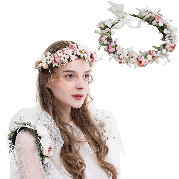 Super immortelle coréenne de voyage Photographie de voyage d'honneur Sweet Simulation Rose Hairband Flower Boy Corolla Wedding Wreath