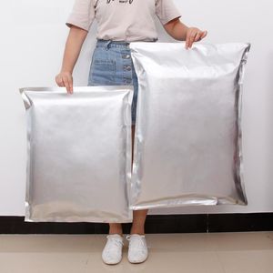 Bolsas de papel de aluminio súper grandes Bolsas de alimentos con sellado térmico Bolsas de Mylar de papel de aluminio plateado Almacenamiento de alimentos LX1105