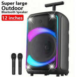 Super Grote Outdoor Bluetooth Speaker 12 inch Hoorn Subwoofer Draagbare Draadloze Kolom kleurrijke ritme Bass SoundBox met Microfoon 240102