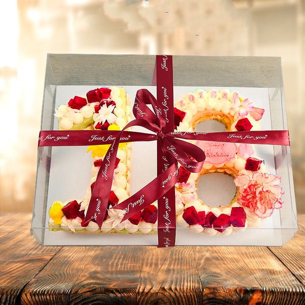 Boîte d'emballage transparent super grande fleur Cupcake Boîtes-cadeaux Fleur Cas Boîte à gâteau d'anniversaire Conteneurs de gâteaux à simple couche
