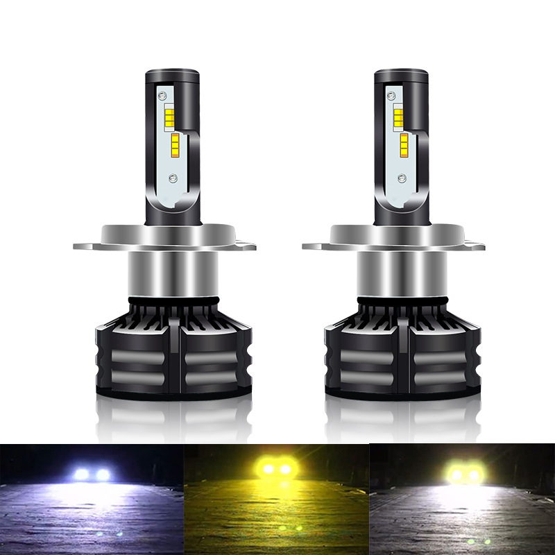 Super léger 80W voiture phare LED 3 couleurs ampoule stroboscopique 60W 10000ML phare automatique H4 H7 H11 9004 9007 H13 9005 9006 9012 5202 D1S/D3S lumières