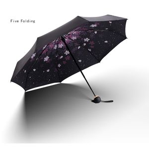 Super Light Five Fold Rain Paraplu Vrouwelijke Geschenken Reizen Pocket Mini UV-bescherming Zonnescherm Vouwen paraplu's voor vrouwen