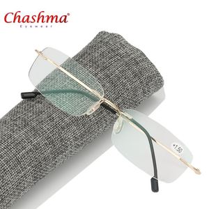 Superlichte opvouwbare flexibele geheugen titanium randloze leesbril Oculos De Grau1 0 1 5 2 0 2 5 3 0 3 5 Sunglasses279H