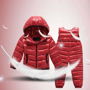 Super Light Hooded Kids Down Jackets Jumpsuits 2020 Nieuwe Toddler Boys Girls Suits Suits New Autumn Winter Children Clothing H0909