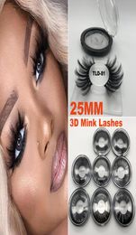 Superlange 25 mm 3D 5D Nertsenwimpers Dramatische echte nertsenhaarwimpers 25 mm Handgemaakte valse wimper Oogmake-up Maquiagem7972388