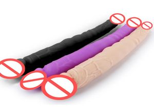 Super lange grote zwarte dubbele kop realistische dildo 15quot speeltjes voor vrouwen grote penis sex producten voor vrouwen dild6868673