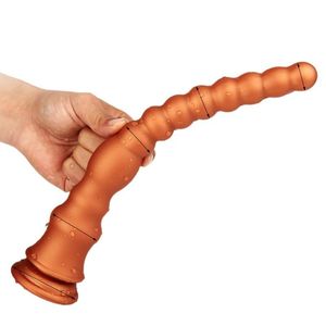 Super Long Plug Anal Doré Top Silicone Liquide Pénis Profondeur Insérer Butt Anus G-Spot Stimulation Forte Massage Prostate Sexe Orgasme Point G Climax AV SM Rod Baguettes Magiques