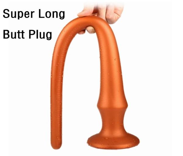 Súper largo de silicona Butt Plug Anal Consolador Ano Masturbador Dilatador Masaje de Próstata Anal Plug Adulto Para Hombres Mujer Gay Q05087466058