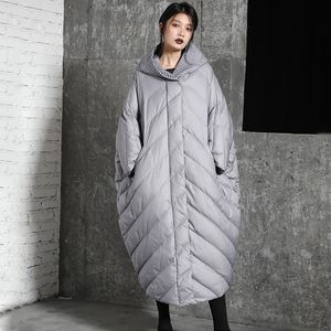 Super longues femmes hiver doudoune femmes Parka épaissir poids 90% blanc duvet de canard manteau femme survêtement grande taille à capuche 201125