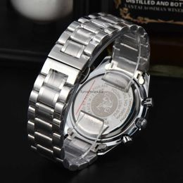 Super Lunar Overlord Series Multi fonctionnelles Night Glow Quartz Mens Watch Alloy Inemdless Steel Strap Classic013