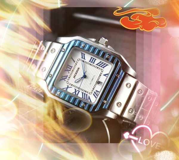 Super luxe pour hommes pour hommes carrés de cadran en réservoir romain regarde tous les crimes cool hommes habitants watch en acier inoxydable bracelet manche bracelet quartz wrists montres-bracelets cadeaux