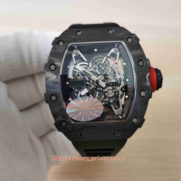 SUPER montres pour hommes 44mm x 50mm RM35-02 NTPT fibre de carbone LumiNova montres bandes de caoutchouc noir dos saphir transparent RMAL1 montres-bracelets mécaniques automatiques pour hommes