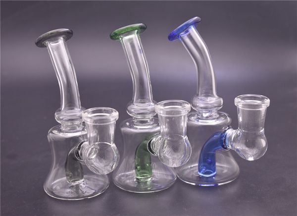 Super Mini Bong Grueso Embriagador Vidrio Dab Rigs Bubbler 14 mm Mujer Cubilete Agua Bong fumar reciclador de agua bongs