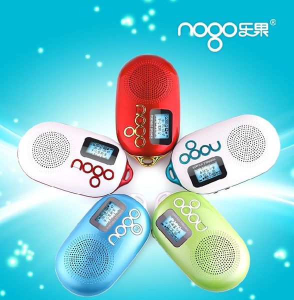Altavoz Super Mini Nogo Q12, altavoz MP3 portátil para viaje, compatible con tarjeta TF, reproductor de MP3, radio FM, calendario LCD y reloj despertador, altavoz para exteriores