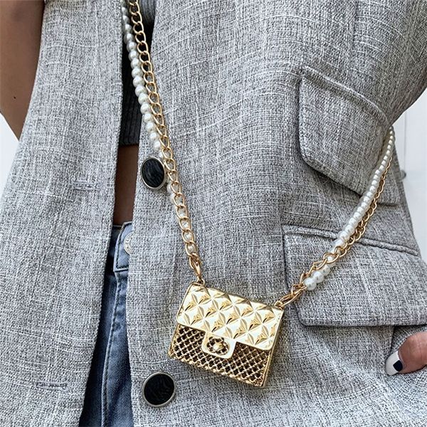 Super Mini femmes sac à main haut marque perles sangles boîte en or sac à bandoulière pour la mode chaîne épaule luxe 220819