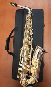 Super Play Nieuwe Jupiter JAS-1100SG Altsaxofoon Eb Tune Messing Muziekinstrument Nikkel Verzilverd Body Goudlak Sleutel