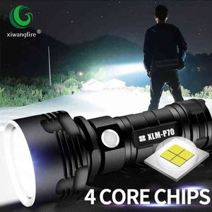 Super krachtige LED -zaklamp L2 XHP50 Tactische Torch USB -oplaadbare LINTERNA Waterdichtlamp Ultra heldere lantaarn camping J220713