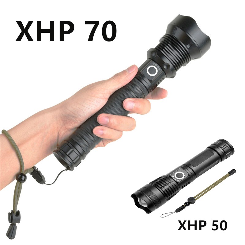 Najpotężniejszy XHP70.2 Latarka LED Zoom USB Tactical Torch XHP50 18650 lub 26650 Akumulator Ręczne światło